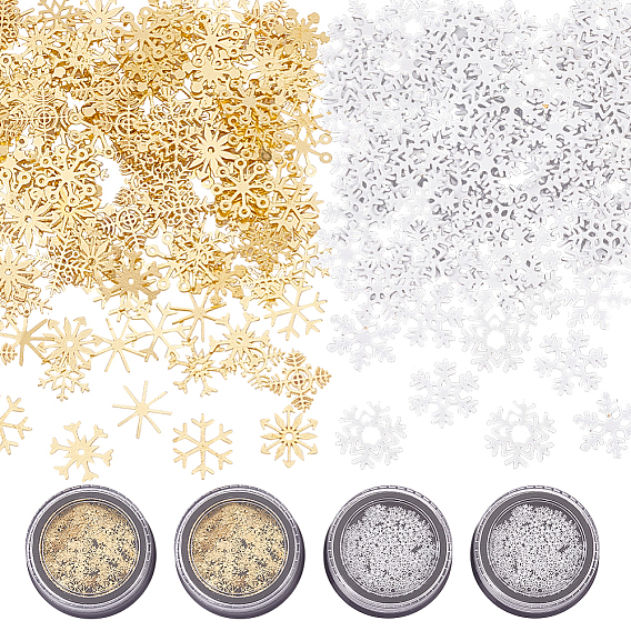 Кабошоны из сплава и латуни, ногтей декоративные аксессуары, Рождественские снежинки