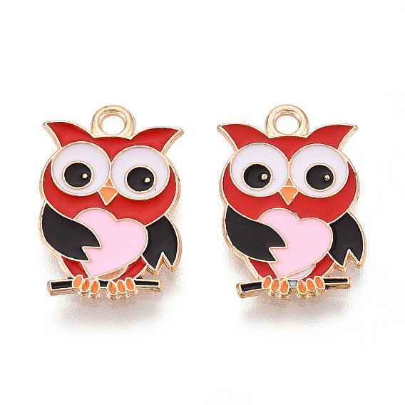 Подвески из эмали и сплава, очарование совы, золотой свет