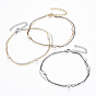 304 Stainless Steel Multi-Strand Anklets, with Lobster Clasps, Extender Chains and Acrylic Pearl Beads, Round
