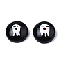 Halloween Opaque Resin Enamel Cabochons, Half Round with White Ghost