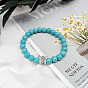 Synthetic Turquoise Stretch Bracelets for Women Men, with Tibetan Style Animals Alloy Beads