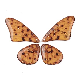 Набор подвесок из полупрозрачной смолы, с золотой фольгой / серебряной фольгой, очарование крыла бабочки