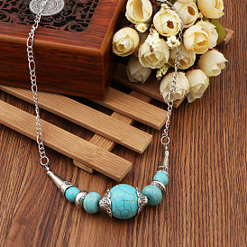  Retro bohemian turquoise necklace fashion ethnic style necklace