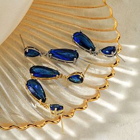 Элегантные блестящие серьги-гвоздики для женщин, нежный и универсальный, темно-синий