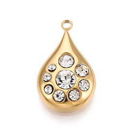 303 подвески из нержавеющей стали, со стразами, слезинки, ионное покрытие (ip), долговечный