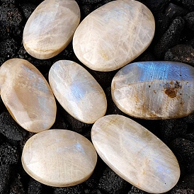 Piedras naturales de palma de piedra lunar para terapia de ansiedad., piedra ovalada para el pulgar