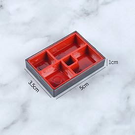 Mini Plastic Divided Dinner Tray, Sushi Plate, with Dipping Compartment, Miniature Ornaments, Micro Landscape Dollhouse Accessories, Pretending Prop Decorations