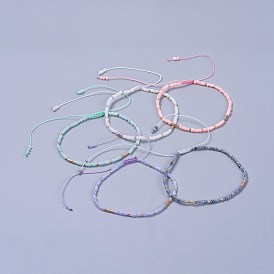 Adjustable Nylon Thread Braided Beads Bracelets, with Glass Seed Beads and Glass Bugle Beads