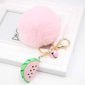 Fluffy Watermelon Keychain Plush Toy for Women's Bags and Cars - Cute Fruit Accessory