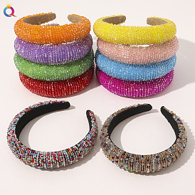 Baroque Crystal Headband, Colorful Wide Hair Hoop for Women Girls