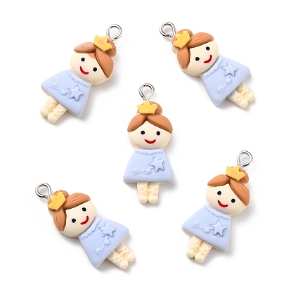 Resin Pendants, with Platinum Iron Peg Bail, Girl