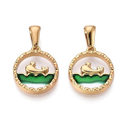 304 подвески из нержавеющей стали и эмали, плоские круглые прелести, золотые