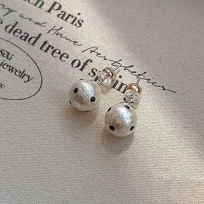 Серьги-гвоздики из сплава и смолы с жемчугом, раунд спот