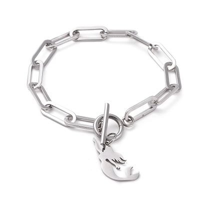 304 Stainless Steel Charm Bracelets, with 304 Stainless Steel Cable Chains, Mermaid