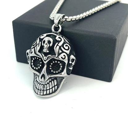 Панк ретро 304 подвеска в виде черепа из нержавеющей стали для женщин и мужчин, не тускнеет