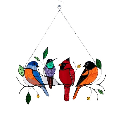 Птица акриловая витражная плоскость с цепочкой, подвесные украшения для дома «Ловец солнечных лучей»