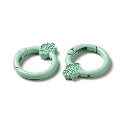Spray Painted Alloy Spring Gate Rings, Ring with Strawberry