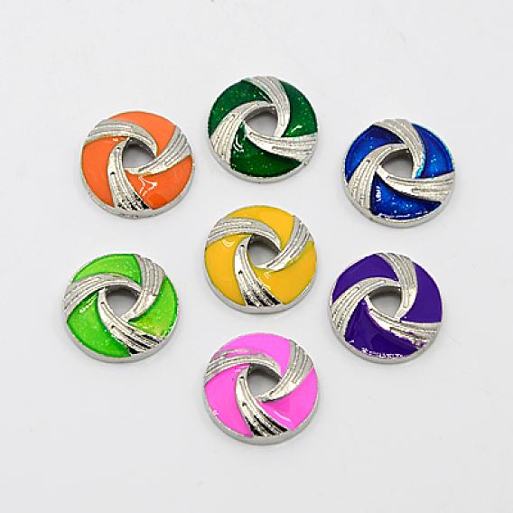 Эмали сплава шарик крышки, плоско-круглые, 13 мм, отверстие : 4 мм