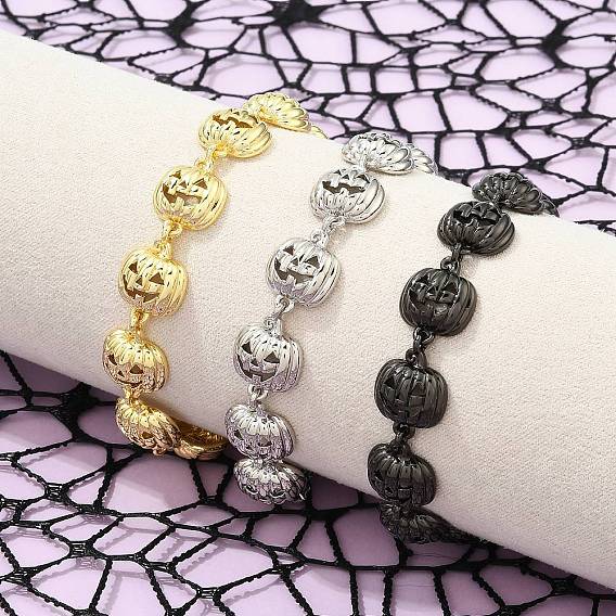 Браслеты из латуни на Хэллоуин для женщин, тыква, без кадмия и без свинца, стойки покрытие
