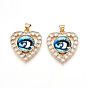 Латунные подвески с микропаве из прозрачных кубических цирконий для женщин, Сердце с глаз, cmолой, реальный 18 k позолоченный