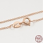 925 Sterling Silver Rolo Chain Necklaces, with Spring Ring Clasps, Thin Chain