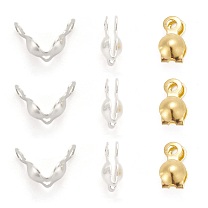 Brass Bead Tips, Calotte Ends, Clamshell Knot Cover, Cadmium Free & Lead Free, 7x4mm, Hole: 1mm