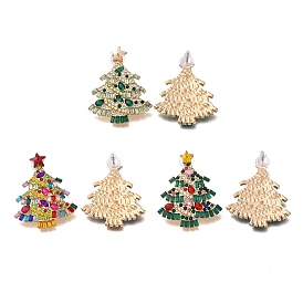 Pendientes de aleación con diamantes de imitación para mujer, árbol de Navidad