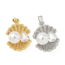 Кулон из циркония, без кадмия и без свинца, формы раковины, с пластмассовой жемчужиной abs