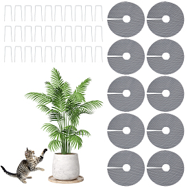 PE Plant Pot Grid Soil Protector Covers, with Garden Landscape Staples