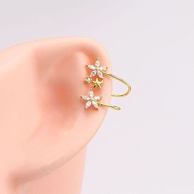 925 Silver Flower Clip-on Earrings - Fashionable and Versatile Ear Accessories
