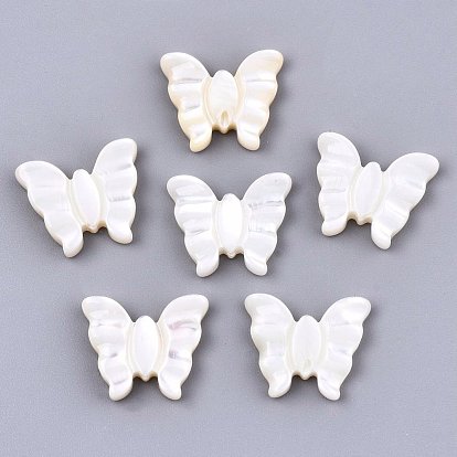 Natural White Shell Mother of Pearl Shell Beads, Butterfly