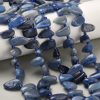 Природные голубые авантюрин бисером пряди, окрашенная и подогревом, слеза, Топ пробуренной, с бисером