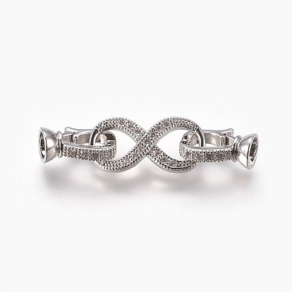 Латунные микро проложить кубического циркония раз за застежками, бесконечность