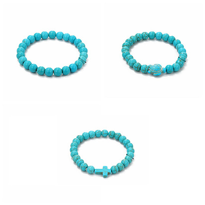 Synthetic Turquoise Bead Bracelets, Bohemia Style Stretch Bracelet for Women