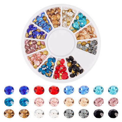 Заостренные заднее стекло горный хрусталь кабошоны, шпильки для ногтей, аксессуары для украшения ногтей для женщин, с покрытием на задной стороне, граненые, алмаз