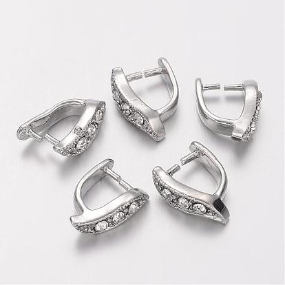 Brass Bails, Ice Pick & Pinch, With Middle East Rhinestone, Platinum Color, Nickel Free