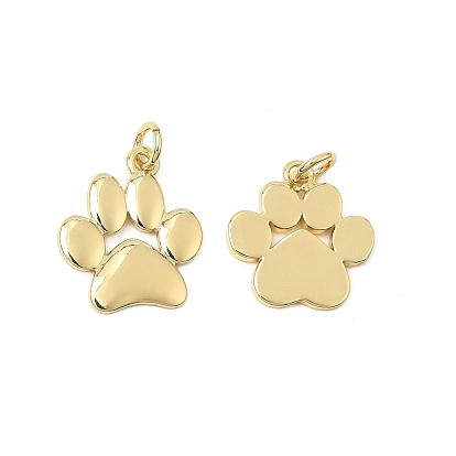 Brass Pendants, Paw Print Charms, Long-Lasting Plated, Rack Plating, Lead Free & Cadmium Free