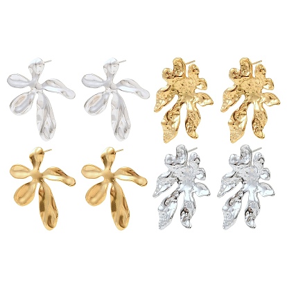 День святого Валентина 304 серьги-гвоздики из нержавеющей стали, текстурированный цветок