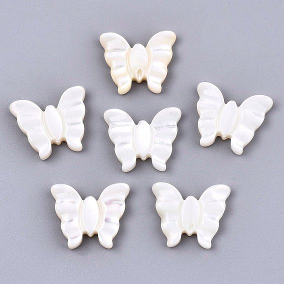 Natural White Shell Mother of Pearl Shell Beads, Butterfly
