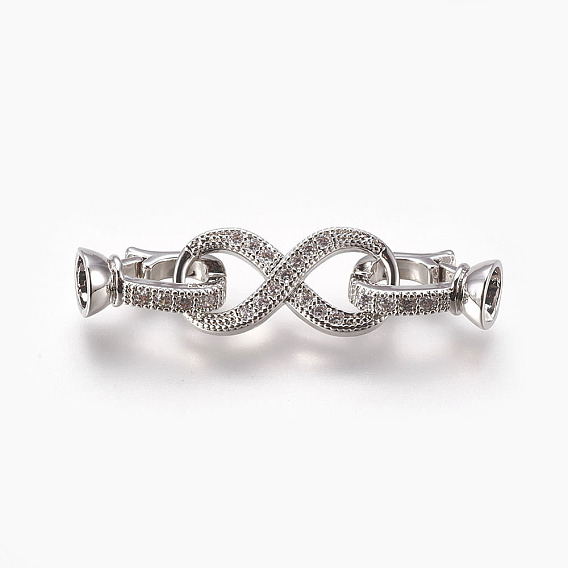 Латунные микро проложить кубического циркония раз за застежками, бесконечность