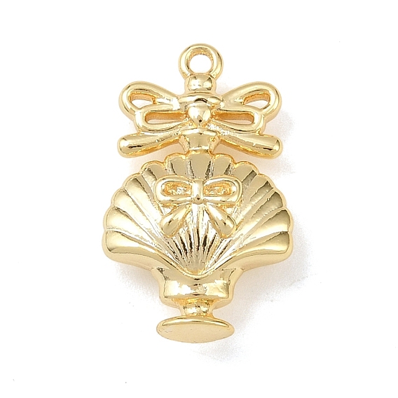 Латунные подвески, форма ракушки с бантом, без кадмия, без никеля и без свинца
