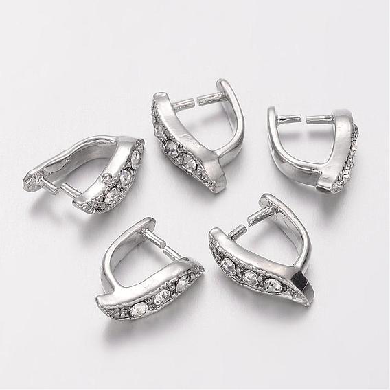 Brass Bails, Ice Pick & Pinch, With Middle East Rhinestone, Platinum Color, Nickel Free