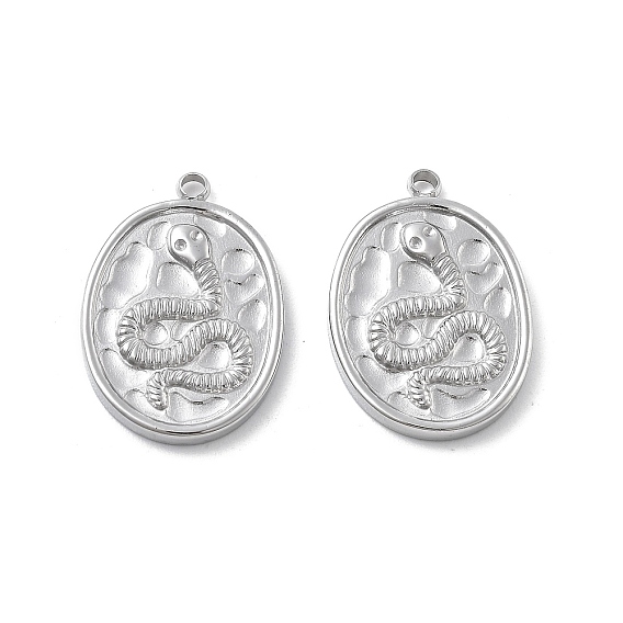 304 подвески из нержавеющей стали, овал со змеиным шармом, анти-тускнение