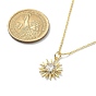 Clear Cubic Zirconia Sun Pendant Necklace with Cable Chains, Brass Jewelry for Women