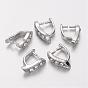 Brass Bails, Ice Pick & Pinch, With Middle East Rhinestone, Platinum Color, Nickel Free