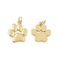 Brass Pendants, Paw Print Charms, Long-Lasting Plated, Rack Plating, Lead Free & Cadmium Free