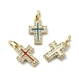Латунные микро проложить кубического циркония подвески, крест прелести, с эмалью и кольцом для прыжков, без кадмия и без свинца, стойки покрытие, долговечный, реальный 18 k позолоченный