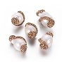 Natural Cultured Freshwater Pearl Beads, with Polymer Clay Rhinestone, Oval