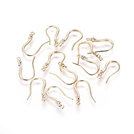 Brass Earring Hooks, with Cubic Zirconia and Horizontal Loop, Clear