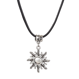Ожерелья с подвеской от солнца в тибетском стиле из сплава, с искусственной кожи шнуры